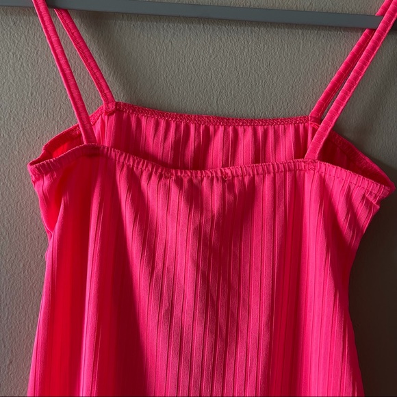 Vibrant Pink Ribbed Mini Dress - Picture 12 of 15